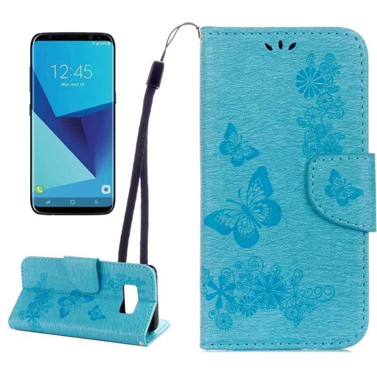 For Galaxy S8 Butterflies Embossing Horizontal Flip Leather Case with Holder & Card Slots & Wallet & Lanyard