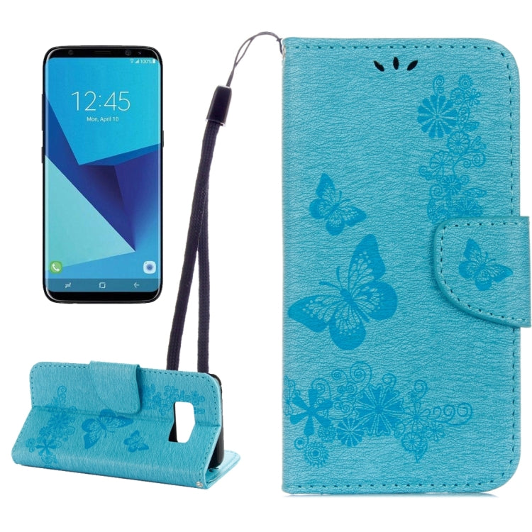 For Galaxy S8 Butterflies Embossing Horizontal Flip Leather Case with Holder & Card Slots & Wallet & Lanyard, For Galaxy S8
