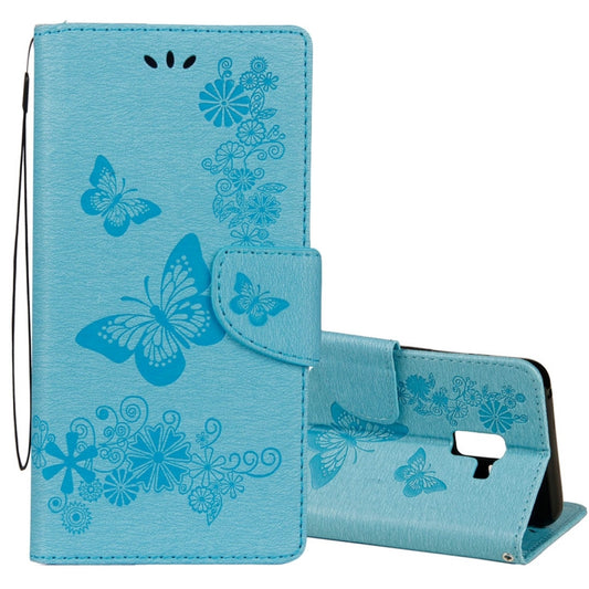 For Galaxy A8+ (2018) Vintage Embossed Floral Butterfly Pattern Horizontal Flip Leather Case with Card Slot & Holder & Wallet & Lanyard, For Galaxy A8+ (2018)