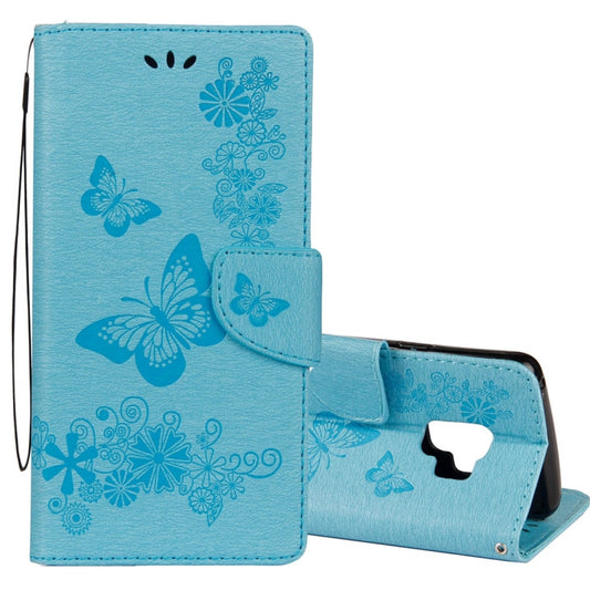 For Galaxy S9 Vintage Embossed Floral Butterfly Pattern Horizontal Flip Leather Case with Card Slot & Holder & Wallet & Lanyard, For Galaxy S9