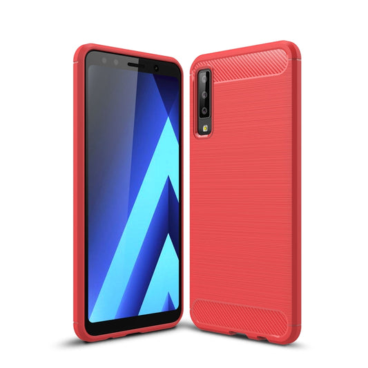 For Galaxy A7 (2018) / A750 Brushed Carbon Fiber Texture TPU Shockproof Anti-slip Soft Protective Back Cover Case