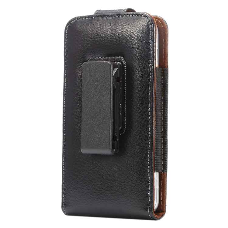 5.2 inch Litchi Texture Vertical Flip Upright Genuine Leather Case / Waist Bag with Rotatable Back Splint for iPhone X  & Galaxy S7 & S6 Edge & S6 & S5, Sony Xperia Z5 & Z4 & Z3, Huawei P9 & P8, etc