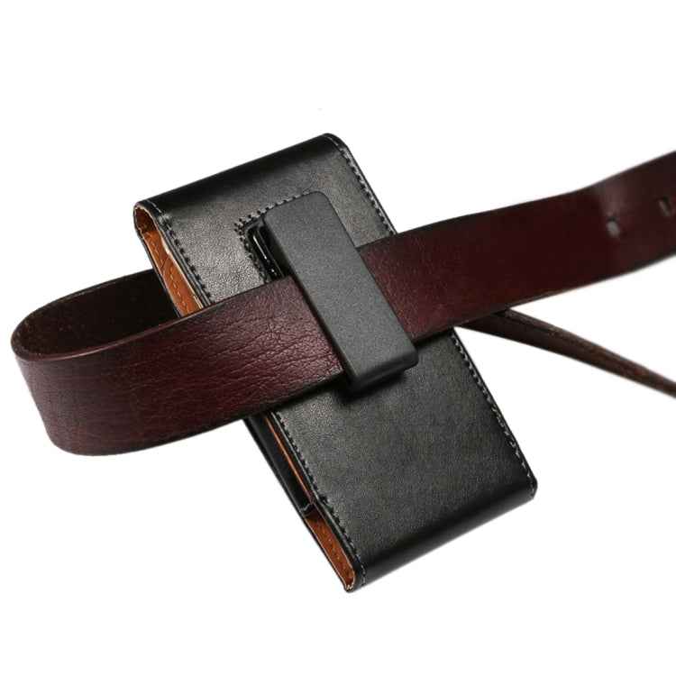 5.2 inch Litchi Texture Vertical Flip Upright Genuine Leather Case / Waist Bag with Rotatable Back Splint for iPhone X  & Galaxy S7 & S6 Edge & S6 & S5, Sony Xperia Z5 & Z4 & Z3, Huawei P9 & P8, etc
