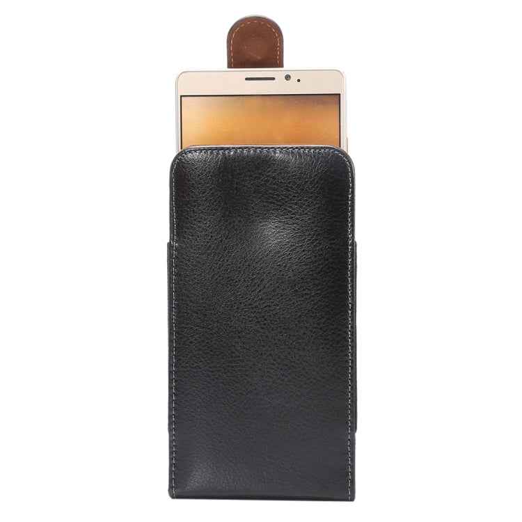 6.3 inch Litchi Texture Vertical Flip Upright Genuine Leather Case / Waist Bag with Rotatable Back Splint for Galaxy Mega 6.3 / i9200 / i9208 / 9152 / 9158 / p709, etc