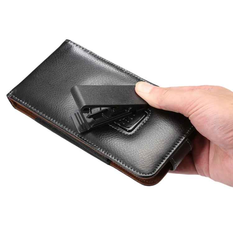 6.3 inch Litchi Texture Vertical Flip Upright Genuine Leather Case / Waist Bag with Rotatable Back Splint for Galaxy Mega 6.3 / i9200 / i9208 / 9152 / 9158 / p709, etc