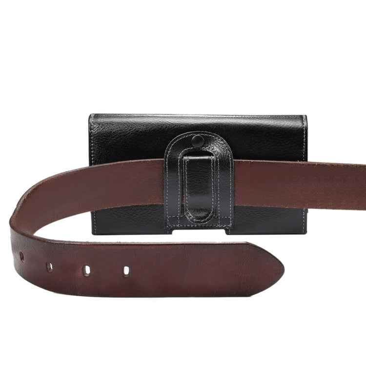 6.3 inch Litchi Texture Vertical Flip Thwartwise Genuine Leather Case / Waist Bag with Rotatable Back Splint for Galaxy Mega 6.3 / i9200 / i9208 / 9152 / 9158 / p709, etc