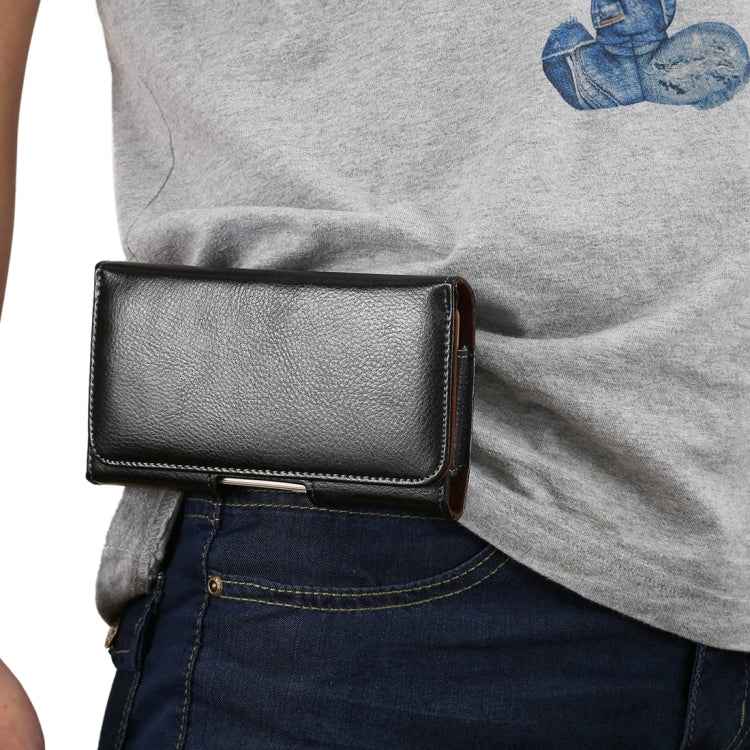6.3 inch Litchi Texture Vertical Flip Thwartwise Genuine Leather Case / Waist Bag with Rotatable Back Splint for Galaxy Mega 6.3 / i9200 / i9208 / 9152 / 9158 / p709, etc