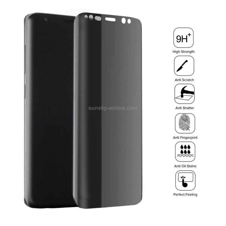 For Galaxy S8+ / G9550 0.3mm 9H Surface Hardness 3D Curved Privacy Anti-glare Full Screen Tempered Glass Screen Protector