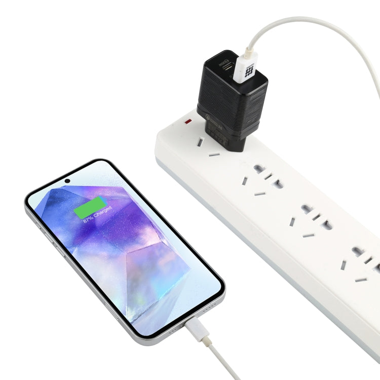 LZ-728 QC 3.0 USB + PD 20W USB-C / Type-C Fast Travel Charger, EU Plug, EU Plug