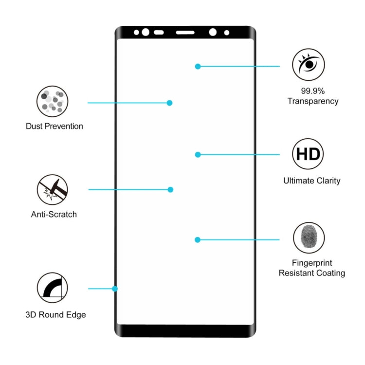 ENKAY Hat-Prince for Galaxy Note 8 0.26mm 9H Surface Hardness 3D Explosion-proof Full Screen Curved Tempered Glass Screen Film, For Galaxy Note 8