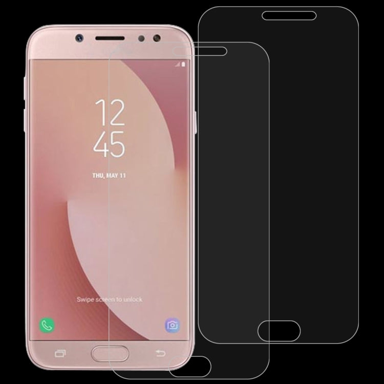 2 PCS 0.26mm 9H 2.5D Arc Edge Tempered Glass Film for Galaxy J7 Pro / J730, For J7 Pro / J730(2pcs)