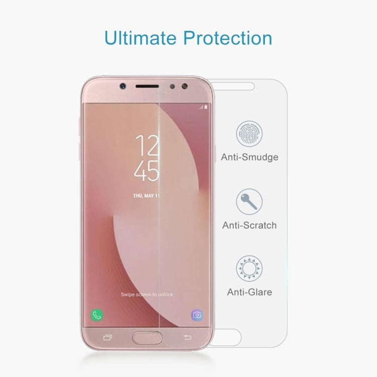 100 PCS 0.26mm 9H 2.5D Arc Edge Tempered Glass Film for Galaxy J7 Pro / J730