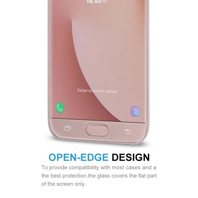 100 PCS 0.26mm 9H 2.5D Arc Edge Tempered Glass Film for Galaxy J7 Pro / J730