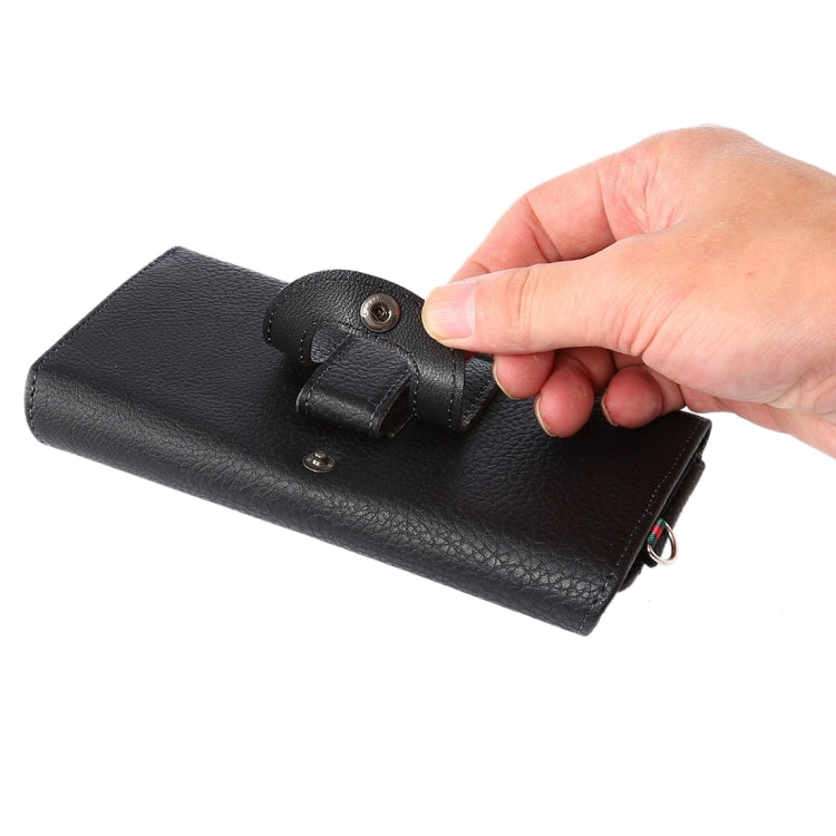 Universal Litchi Texture Vertical Flip Thwartwise PU Leather Case / Waist Bag with Back Splint & Card Slots & 15cm Lanyard for Galaxy S7 Edge & S7 & S6 Edge & S6, Huawei P9 & P9 Lite & P9 Plus & Sony Xperia Z5, Xiaomi Redmi 4, Size: 15.5 x 8 x 1.8 cm