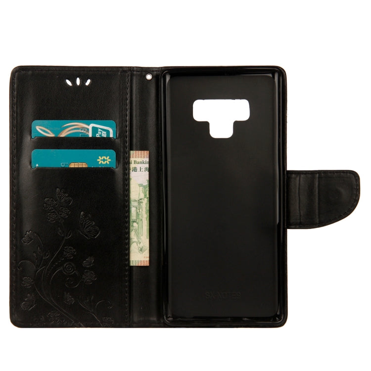 Embossed Butterfly Pattern Horizontal Flip Leather Case with Card Slot & Holder & Wallet & Lanyard For Galaxy Note9