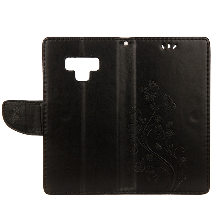 Embossed Butterfly Pattern Horizontal Flip Leather Case with Card Slot & Holder & Wallet & Lanyard For Galaxy Note9
