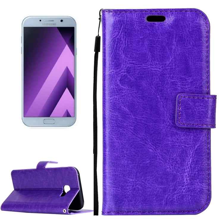 For Galaxy A5 (2017) / A520 Crazy Horse Texture Horizontal Flip PU Leather Case with Holder & Card Slots & Wallet & Photo Frame & Lanyard & Magnetic Buckle
