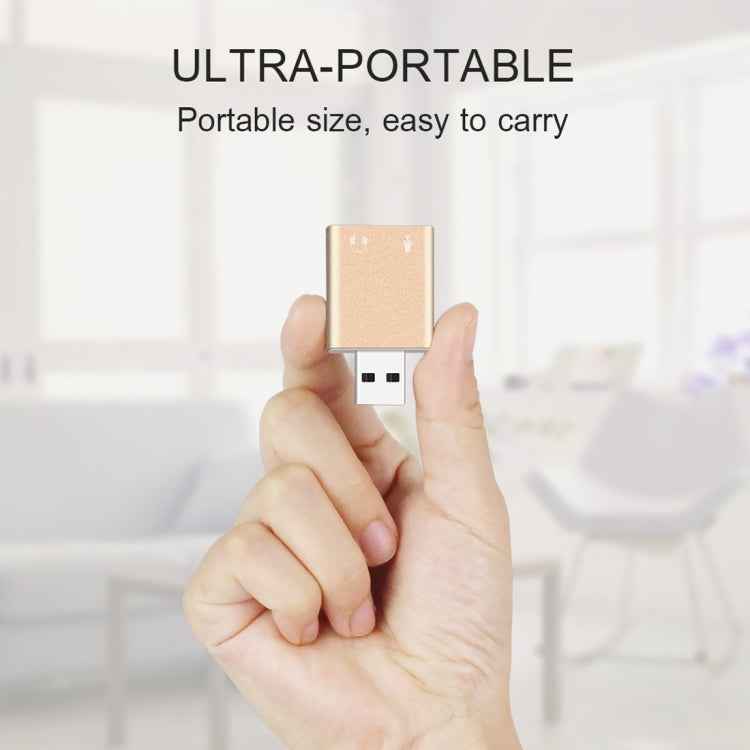 Aluminum Shell 3.5mm Jack External USB Sound Card HIFI Magic Voice 7.1 Channel Adapter Free Drive for Computer, Desktop, Speakers, Headset, Microphone