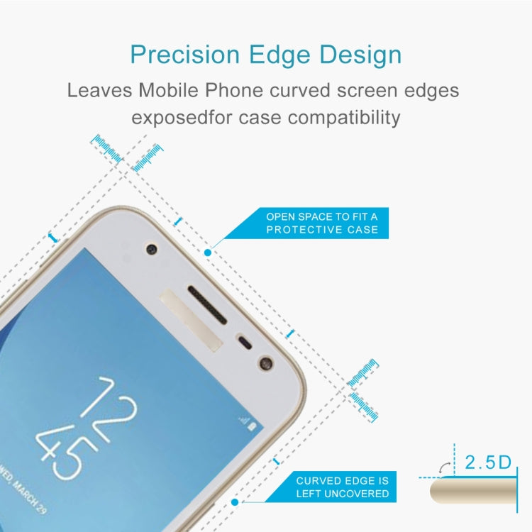 For Galaxy J3 (2017) (EU Version) 0.26mm 9H Surface Hardness 2.5D Curved Silk-screen Full Screen Tempered Glass Screen Protector, For Galaxy J3 (2017) (EU Version)