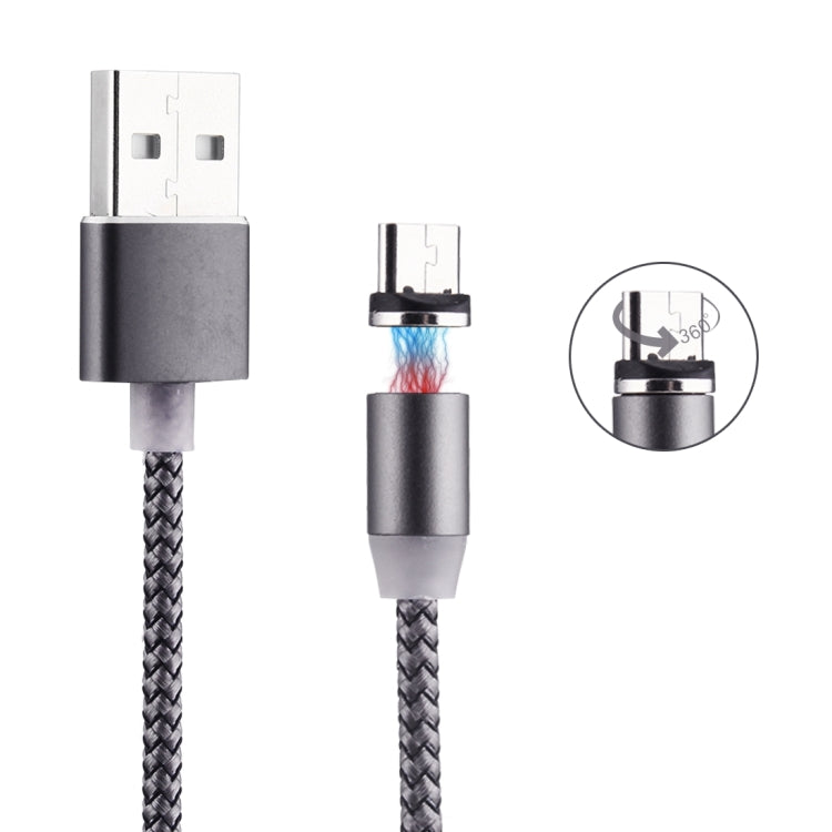 360 Degree Rotation 1m Weave Style Micro USB to USB 2.0 Strong Magnetic Charger Cable with LED Indicator