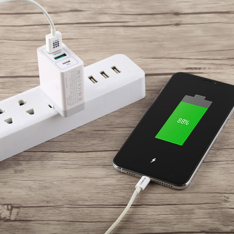 3A Max Output USB-PD + Dual QC3.0 USB Ports Travel Fast Charger, US Plug, US Plug