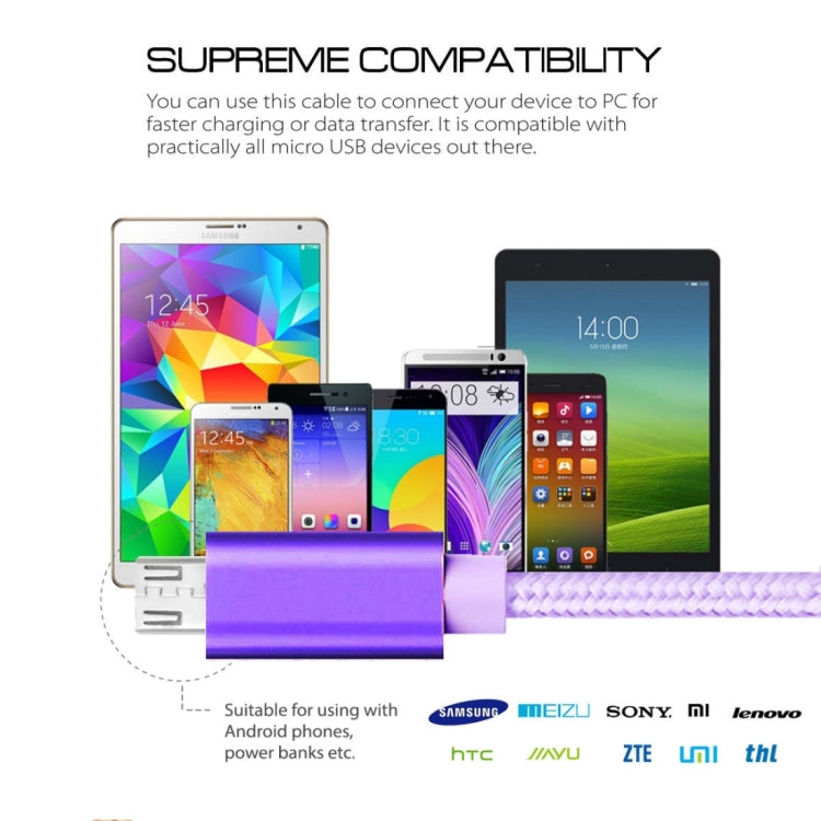 3A Woven Style Metal Head Micro USB to USB Data / Charger Cable, Cable Length: 3m, 3m Micro USB