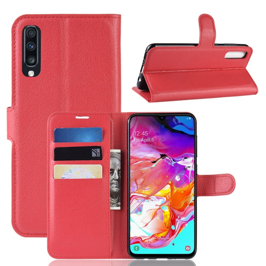 Litchi Texture Horizontal Flip Leather Case for Galaxy A70, with Wallet & Holder & Card Slots