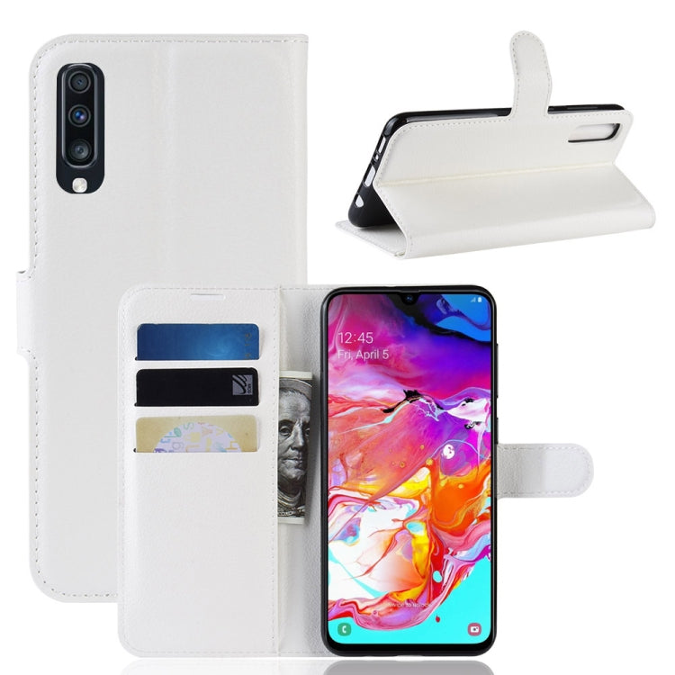 Litchi Texture Horizontal Flip Leather Case for Galaxy A70, with Wallet & Holder & Card Slots