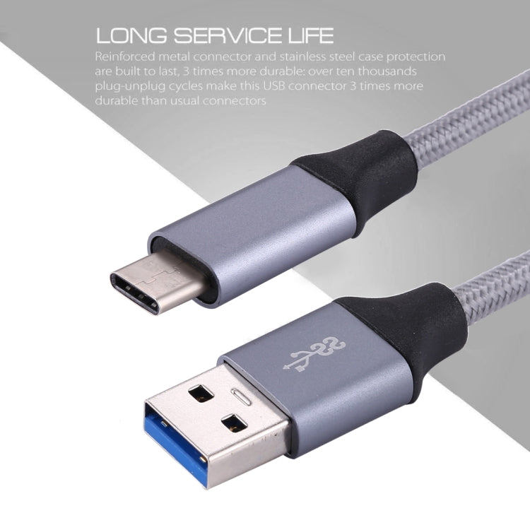 1m Wires Woven Metal Head USB-C / Type-C 3.1 to USB 3.0 Data / Charger Cable