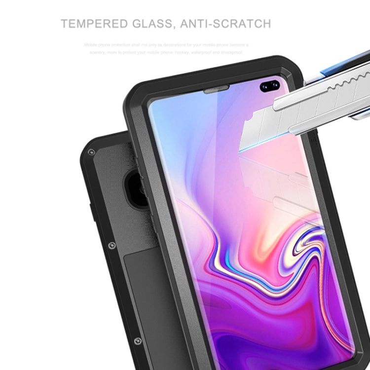 LOVE MEI Powerful Dustproof Shockproof Splashproof Metal + Silicone Combination Case for Galaxy S10+