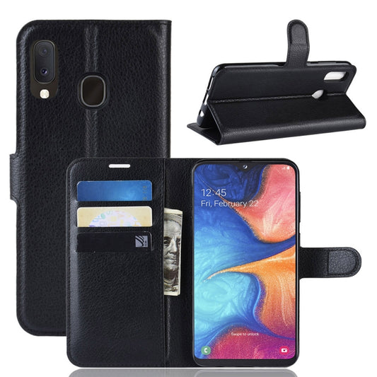 Litchi Texture Horizontal Flip Leather Case for Galaxy A20e, with Wallet & Holder & Card Slots