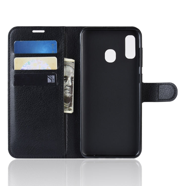 Litchi Texture Horizontal Flip Leather Case for Galaxy A20e, with Wallet & Holder & Card Slots, For Galaxy A20e