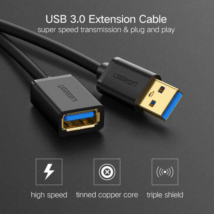 Ugreen 1m USB 3.0 Male to Female Data Sync Super Speed Transmission Extension Cord Cable, Length: 1m