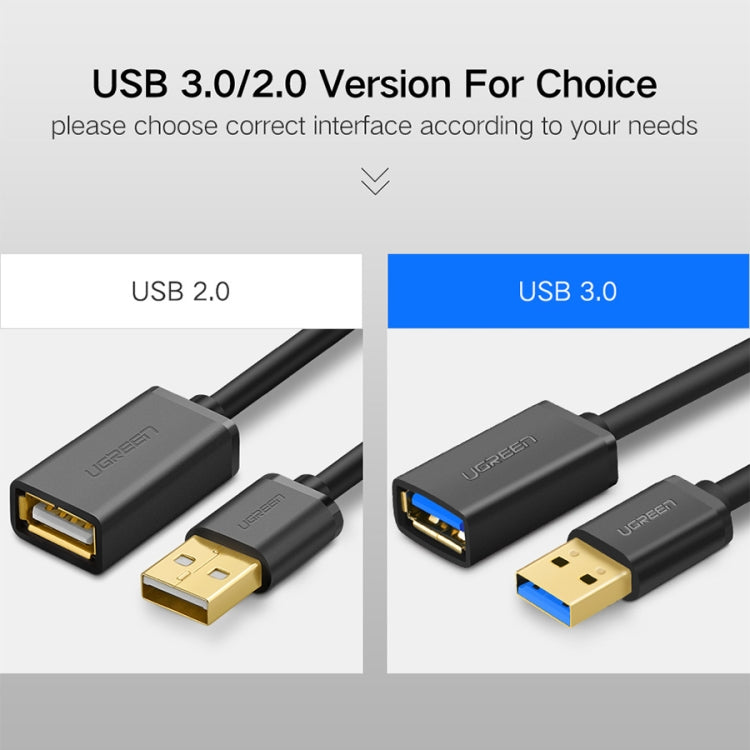 Ugreen 1m USB 3.0 Male to Female Data Sync Super Speed Transmission Extension Cord Cable, Length: 1m