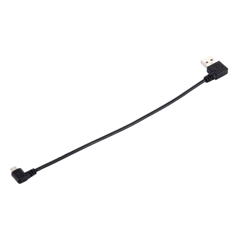 20cm USB 2.0 Male Angle Left to Left Turn Micro USB Male Angle Data Charging Cable, The plug is on the same side