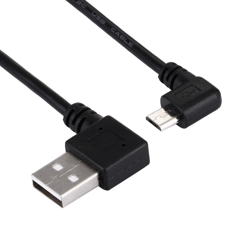20cm USB 2.0 Male Angle Left to Left Turn Micro USB Male Angle Data Charging Cable, The plug is on the same side