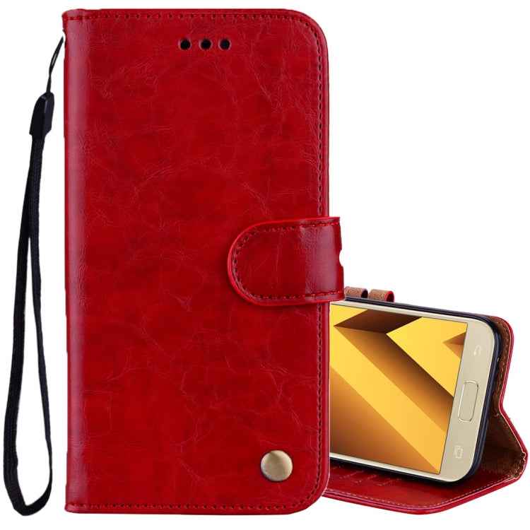 For Samsung Galaxy A5 (2017) Business Style Oil Wax Texture Horizontal Flip Leather Case with Holder & Card Slots & Wallet