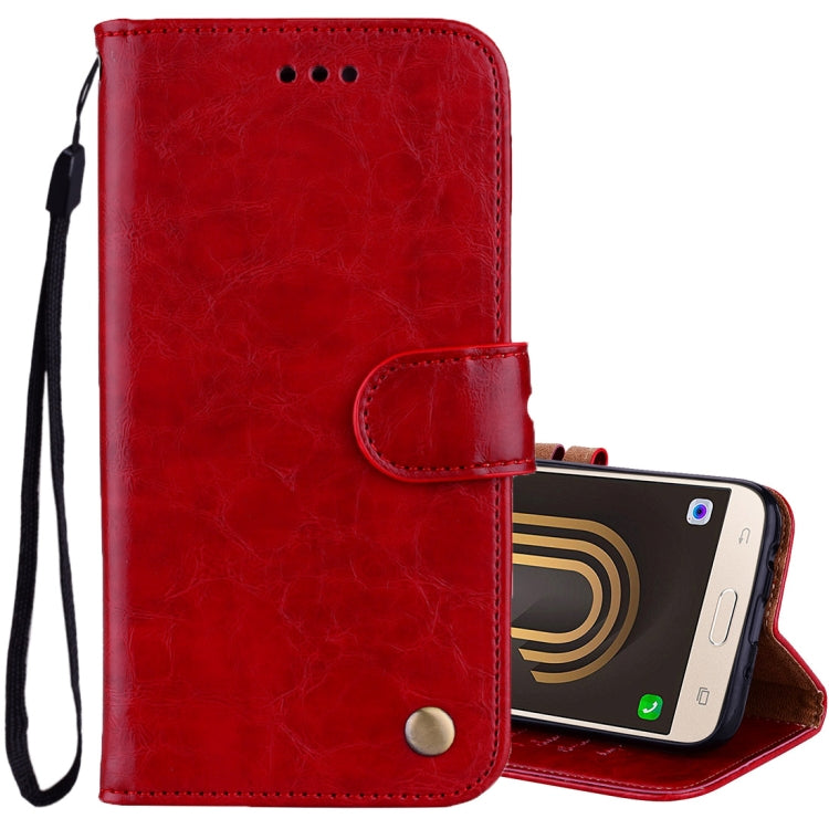 For Samsung Galaxy J5 (2017) / J530 (EU Version) Business Style Oil Wax Texture Horizontal Flip Leather Case with Holder & Card Slots & Wallet