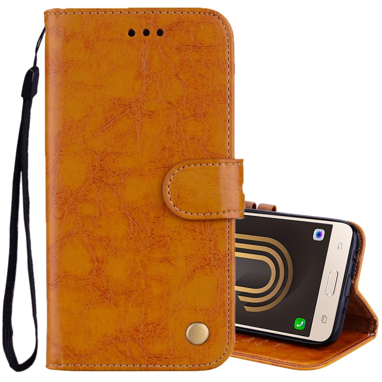For Samsung Galaxy J5 (2017) / J530 (EU Version) Business Style Oil Wax Texture Horizontal Flip Leather Case with Holder & Card Slots & Wallet
