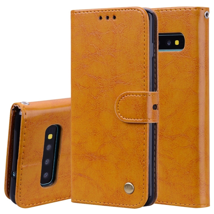 Business Style Oil Wax Texture Horizontal Flip Leather Case for Galaxy S10 Plus, with Holder & Card Slots & Wallet