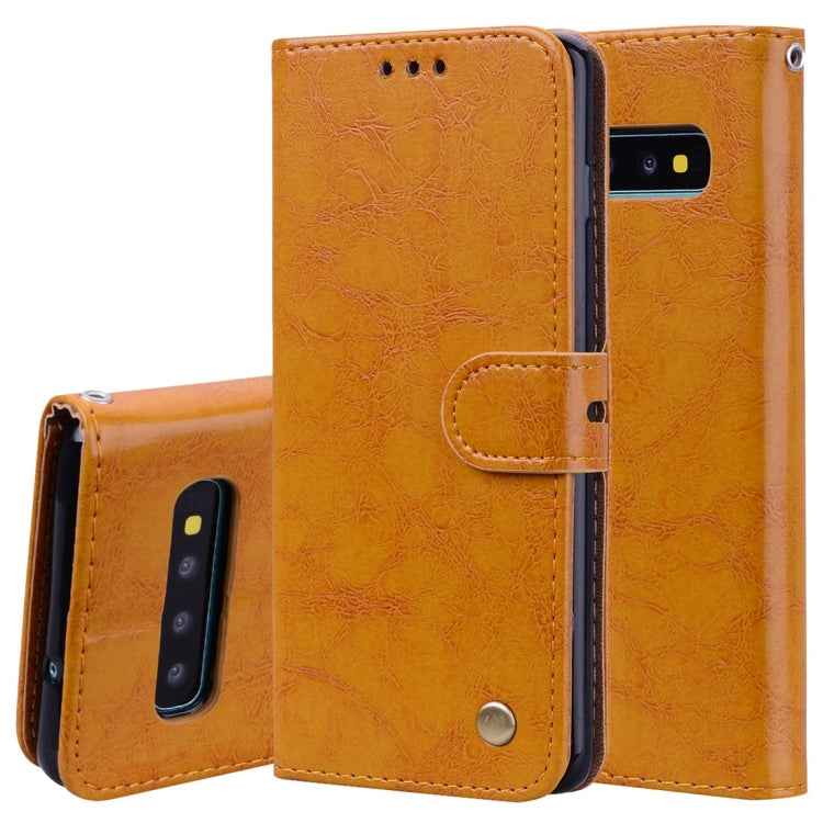 Business Style Oil Wax Texture Horizontal Flip Leather Case for Galaxy S10, with Holder & Card Slots & Wallet