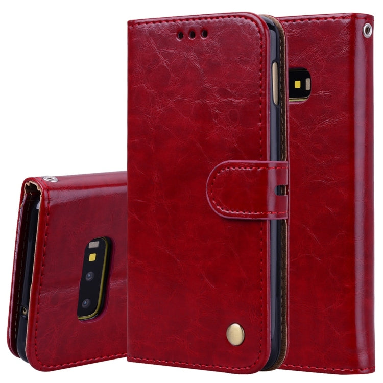 Business Style Oil Wax Texture Horizontal Flip Leather Case for Galaxy S10 E, with Holder & Card Slots & Wallet