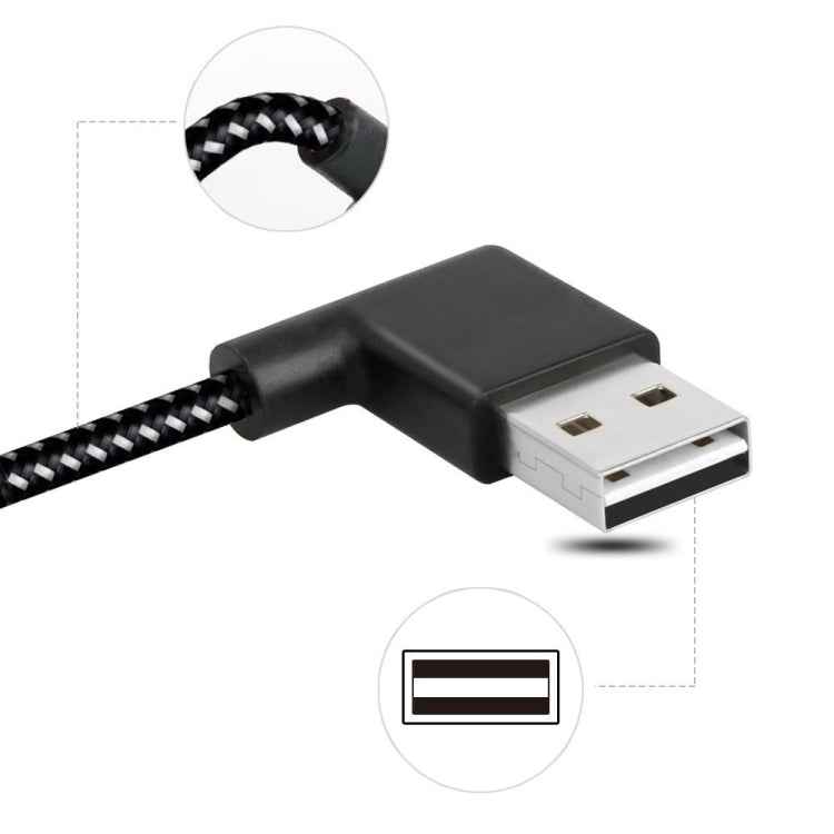 20cm 2A USB to USB-C / Type-C Nylon Weave Style Double Elbow Data Sync Charging Cable