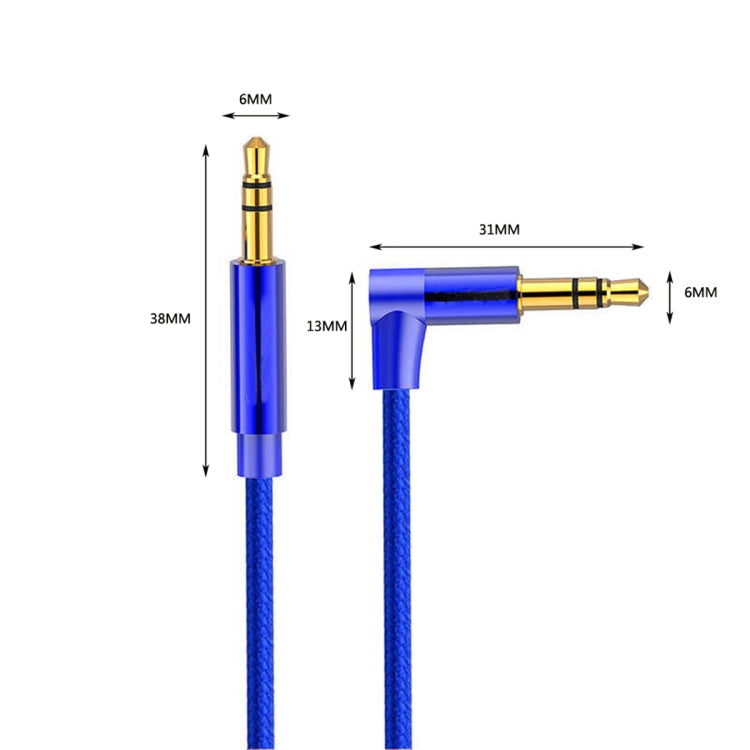 AV01 3.5mm Male to Male Elbow Audio Cable, Length: 50cm, 50cm
