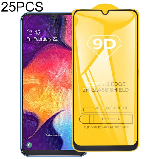 25 PCS For Galaxy A10s 9D Full Glue Full Screen Tempered Glass Film
