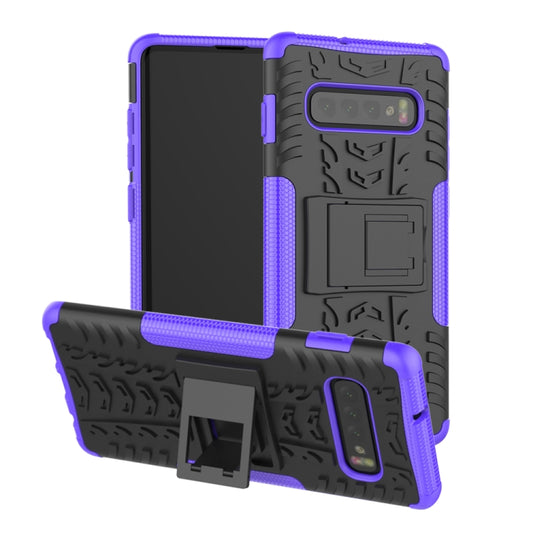 Tire Texture TPU+PC Shockproof Case for Galaxy S10+, with Holder, For Galaxy S10+