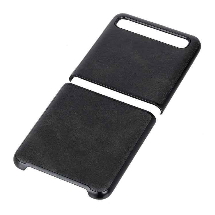 For Galaxy Z Flip Two-color Cow Leather Texture Folding Protective Case