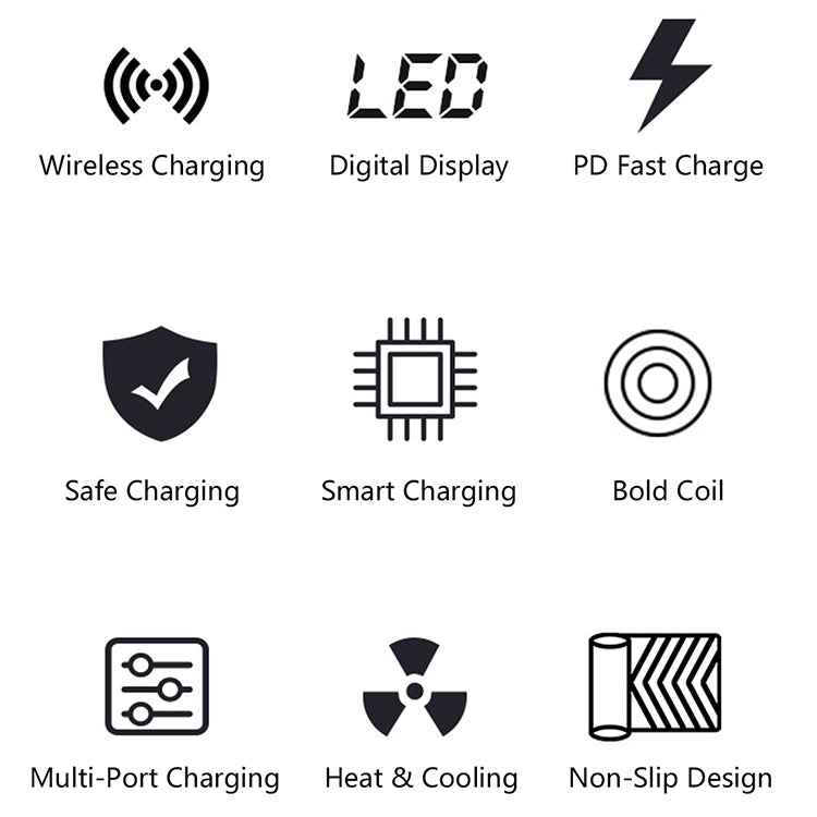 X9 9 in 1 QC 3.0 USB Interface + 6 USB Ports + PD 65W Ports + QI Wireless Fast Charging Multi-function Charger with LED Display