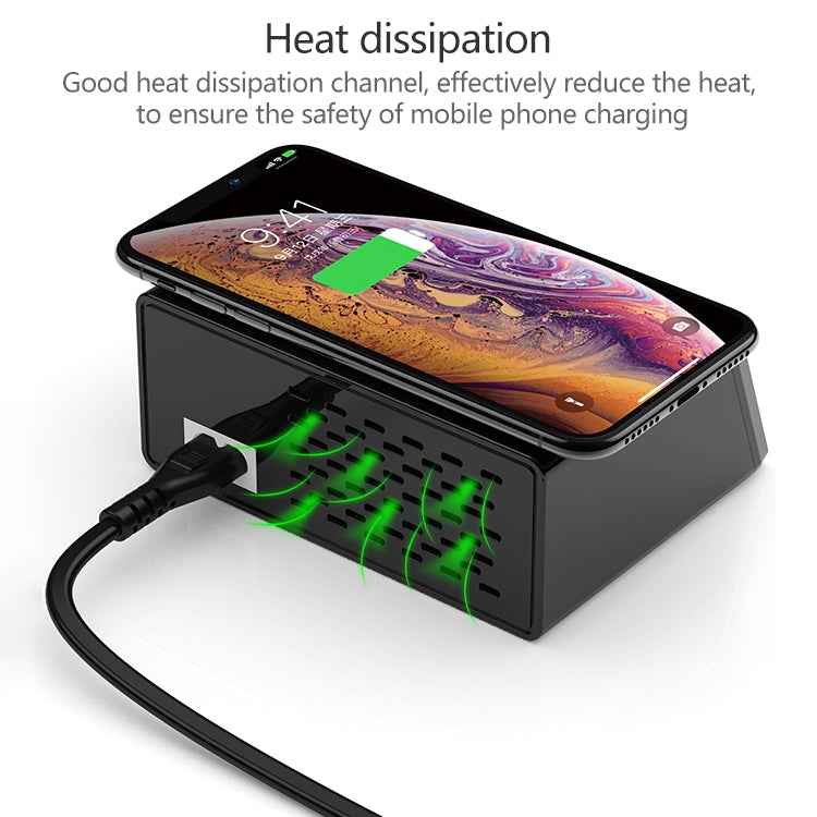 X9 9 in 1 QC 3.0 USB Interface + 6 USB Ports + PD 65W Ports + QI Wireless Fast Charging Multi-function Charger with LED Display