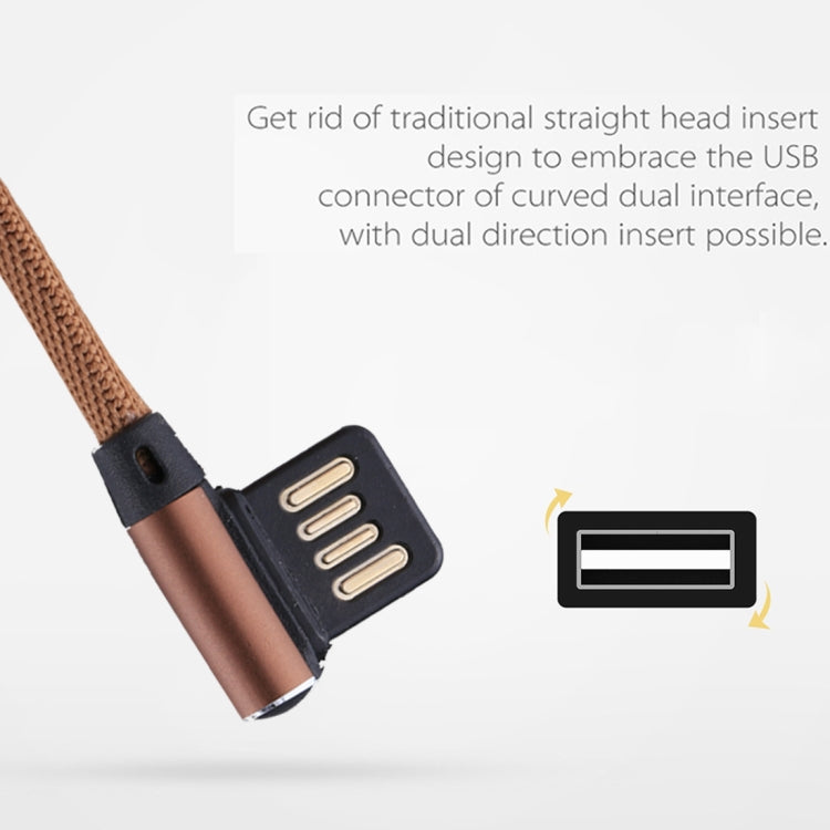 1m 2.4A Output USB to USB-C / Type-C Double Elbow Design Nylon Weave Style Data Sync Charging Cable, Type-C Coffee, Type-C Red, Type-C Black, Type-C Blue, Type-C Dark Blue